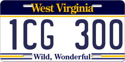 WV license plate 1CG300