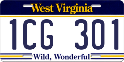 WV license plate 1CG301