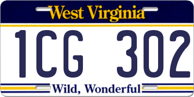 WV license plate 1CG302