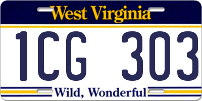 WV license plate 1CG303