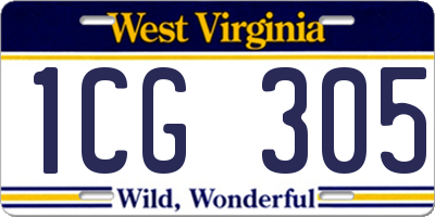 WV license plate 1CG305