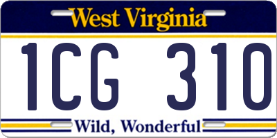 WV license plate 1CG310