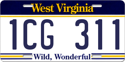 WV license plate 1CG311