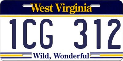 WV license plate 1CG312