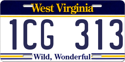 WV license plate 1CG313