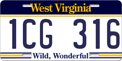 WV license plate 1CG316
