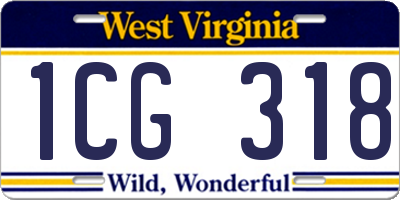 WV license plate 1CG318
