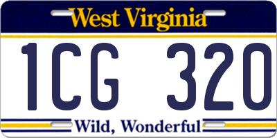 WV license plate 1CG320