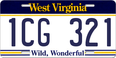 WV license plate 1CG321
