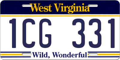 WV license plate 1CG331