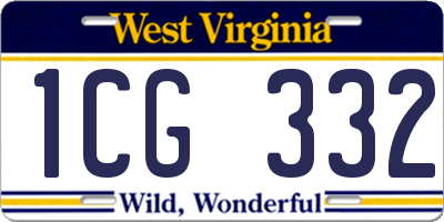 WV license plate 1CG332
