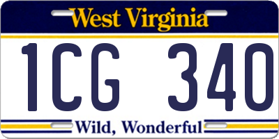 WV license plate 1CG340