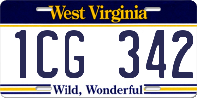 WV license plate 1CG342