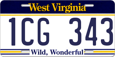 WV license plate 1CG343