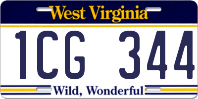 WV license plate 1CG344