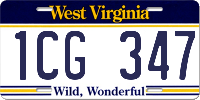 WV license plate 1CG347