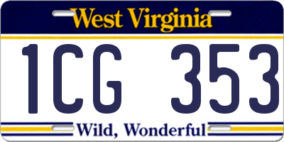WV license plate 1CG353