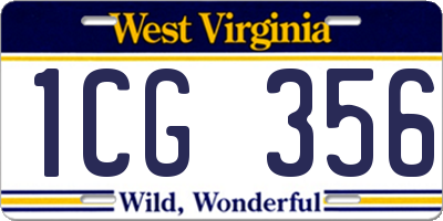 WV license plate 1CG356