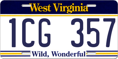 WV license plate 1CG357