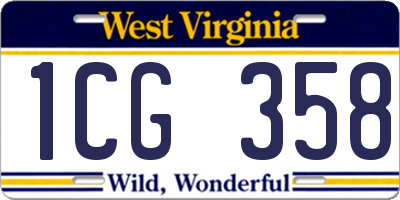 WV license plate 1CG358