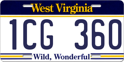 WV license plate 1CG360