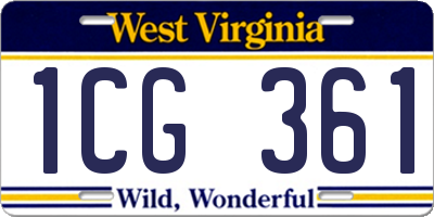 WV license plate 1CG361