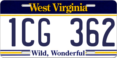 WV license plate 1CG362