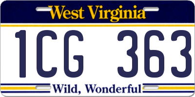 WV license plate 1CG363