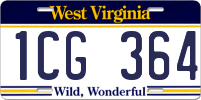 WV license plate 1CG364