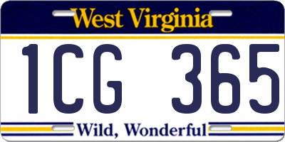 WV license plate 1CG365