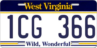WV license plate 1CG366