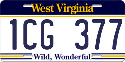 WV license plate 1CG377