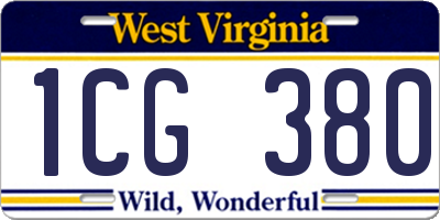 WV license plate 1CG380