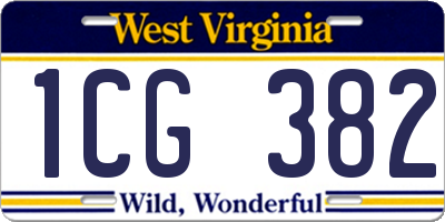 WV license plate 1CG382