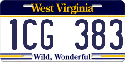 WV license plate 1CG383