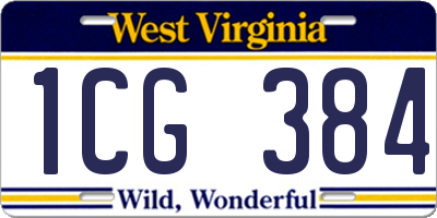 WV license plate 1CG384