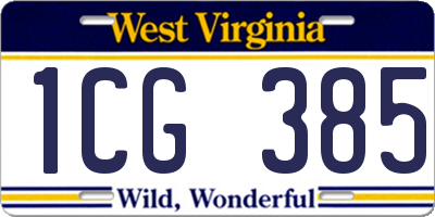 WV license plate 1CG385