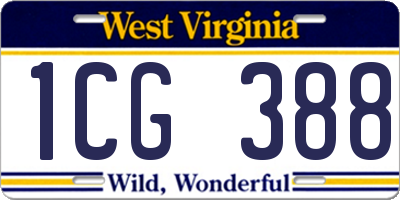 WV license plate 1CG388