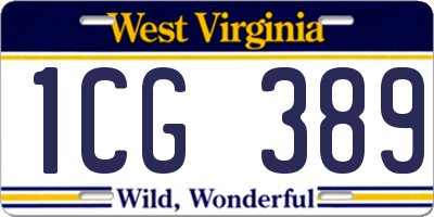 WV license plate 1CG389