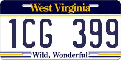 WV license plate 1CG399