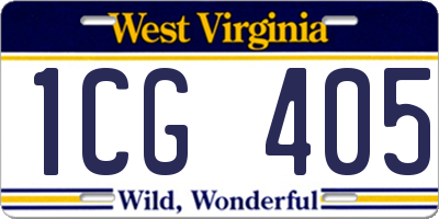 WV license plate 1CG405