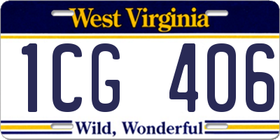 WV license plate 1CG406