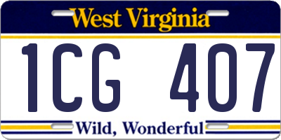 WV license plate 1CG407