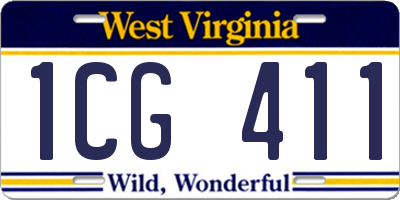 WV license plate 1CG411