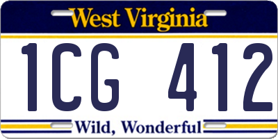 WV license plate 1CG412
