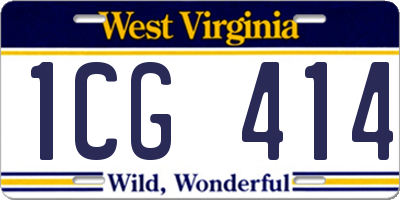 WV license plate 1CG414