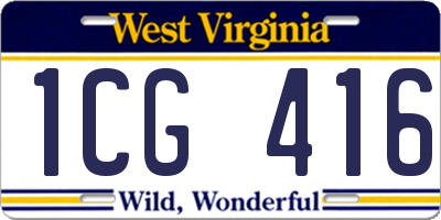 WV license plate 1CG416