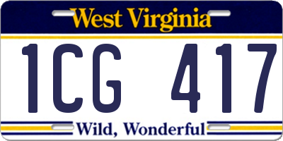 WV license plate 1CG417