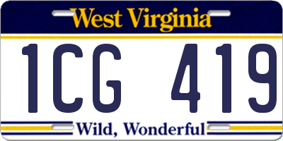 WV license plate 1CG419