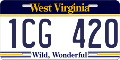 WV license plate 1CG420